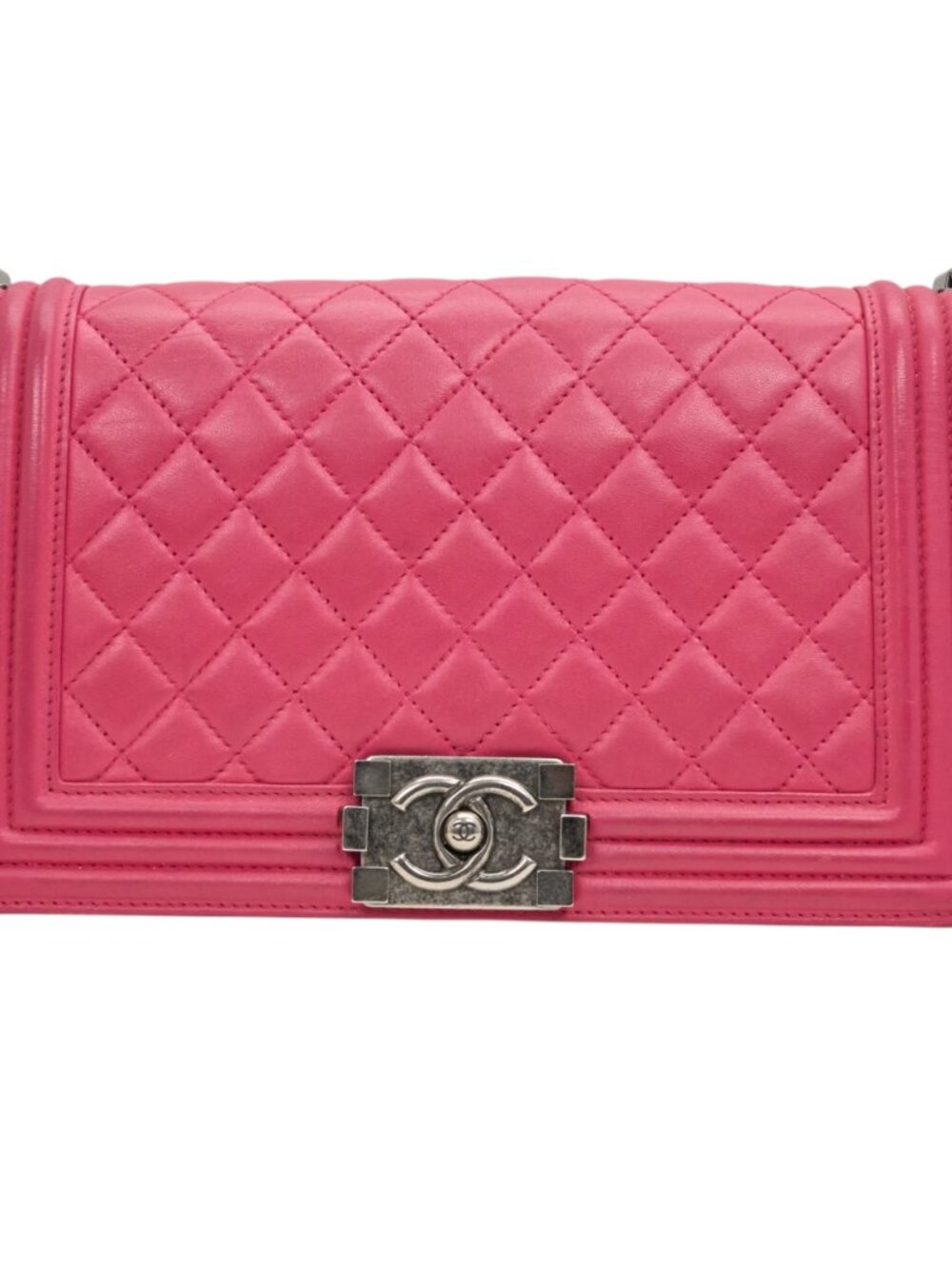 Chanel Pink Lambskin Quilted Medium Boy Bag Ruthenium Hardware